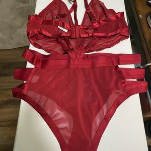 *Torrid Red overt Strappy mesh bodysuit New